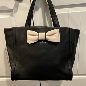 Large Black Kate Spade Tote Large White Bow